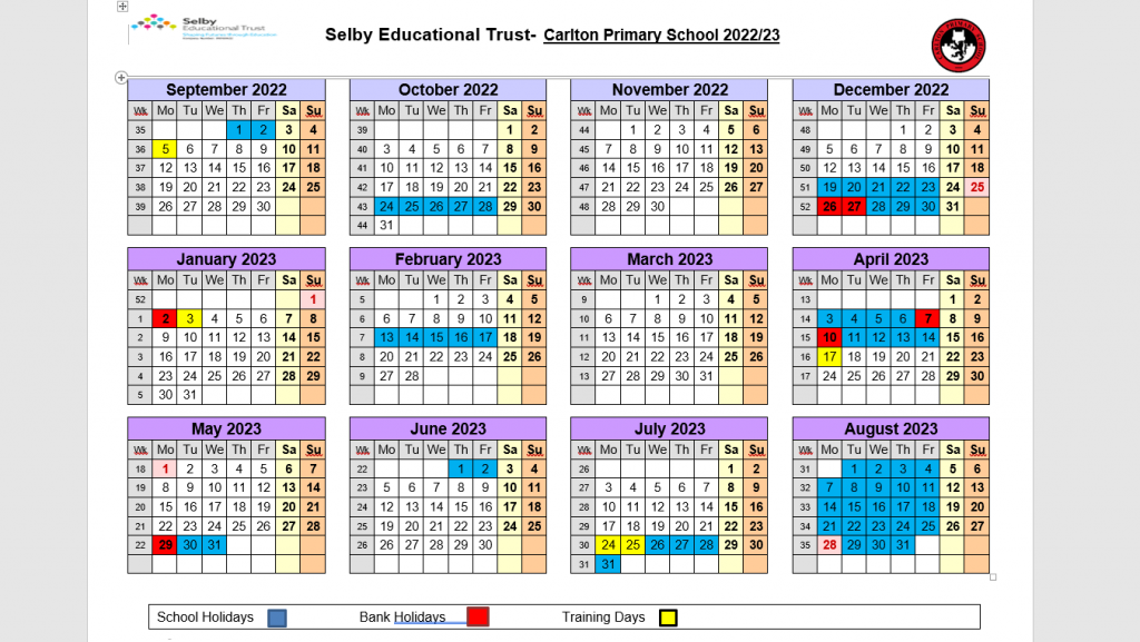 Term Dates Carlton Primary